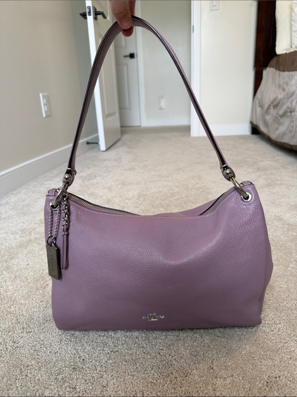 Coach Pebbled Leather Kelsey Satchel in Lilac
